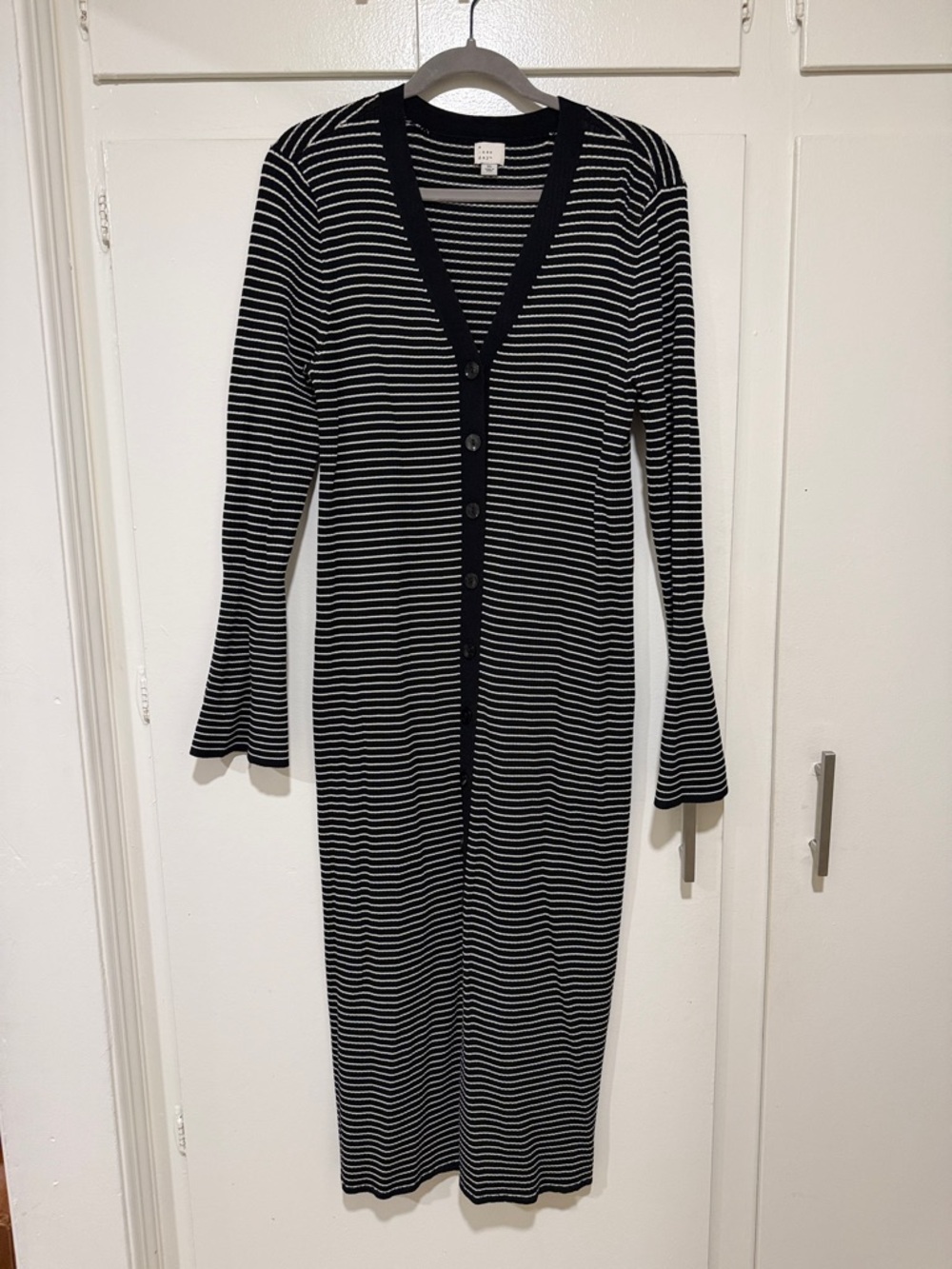 NWOT Striped Black and White Button-Front Dress